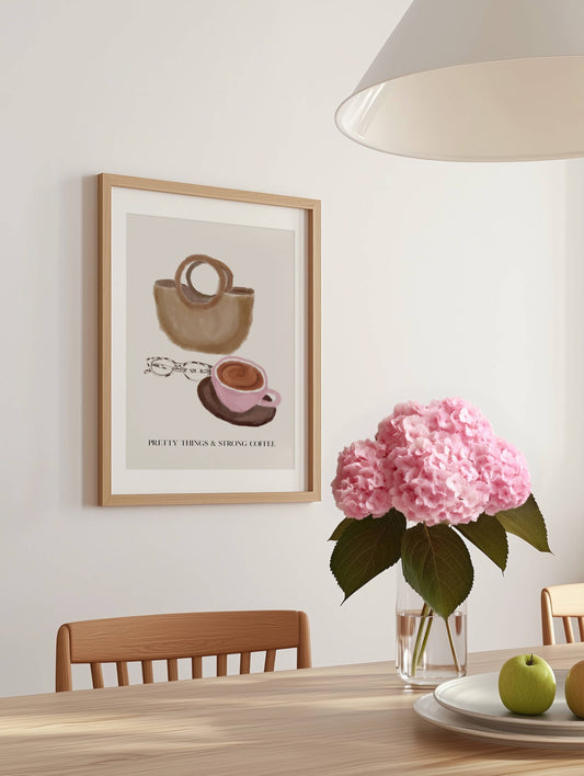 Trendy "Pretty Things & Strong Coffee" Art - Digital product