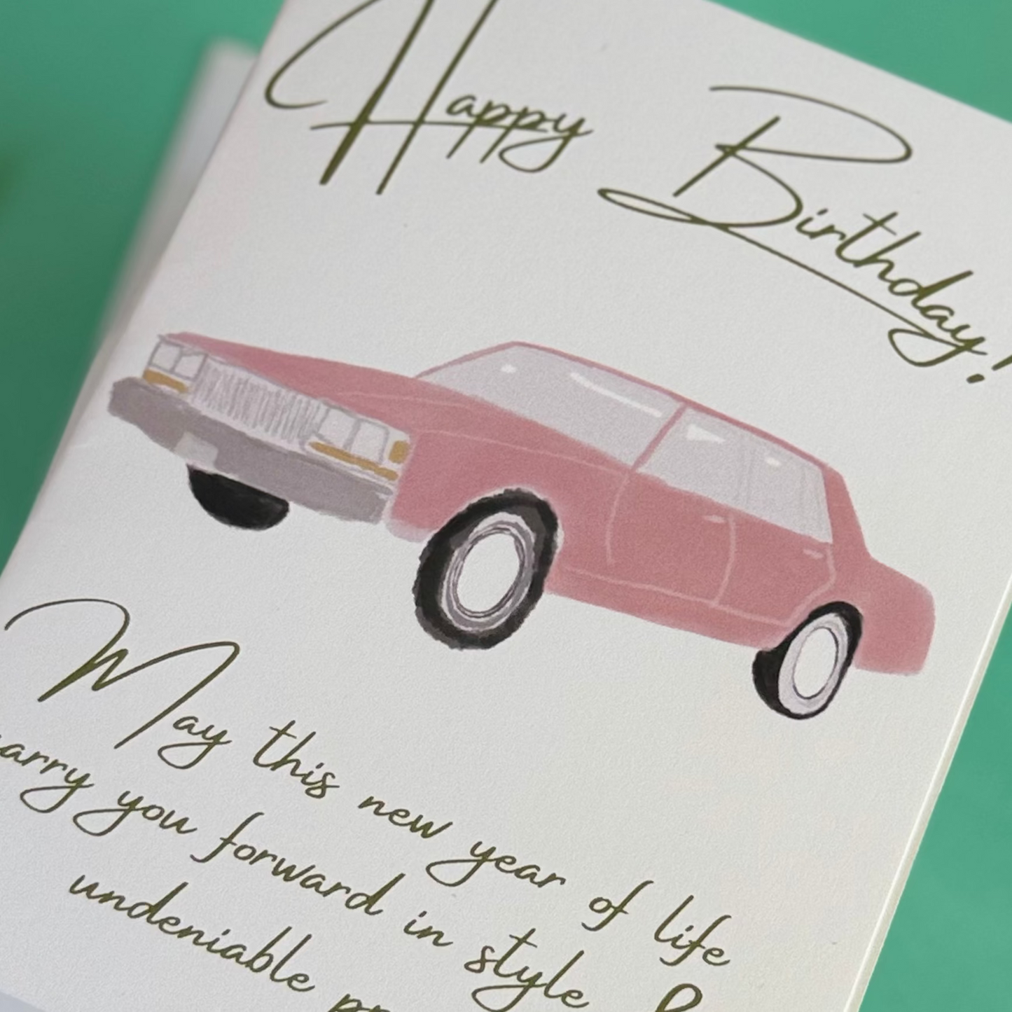 Pink Convertible - Greeting Card
