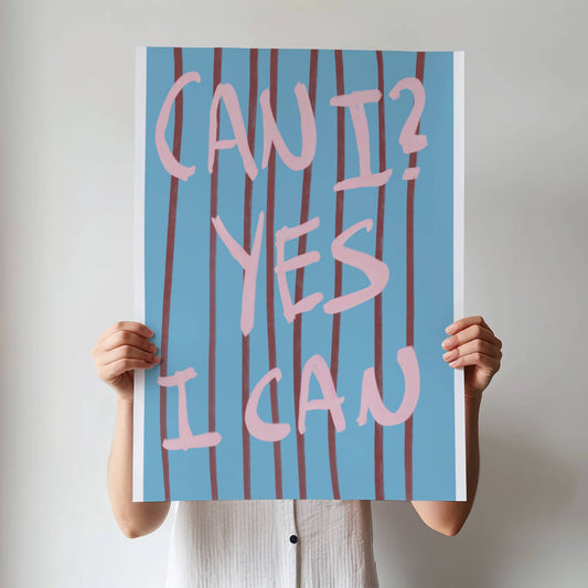 "Yes I Can" Motivational Typography Print - Digital Product
