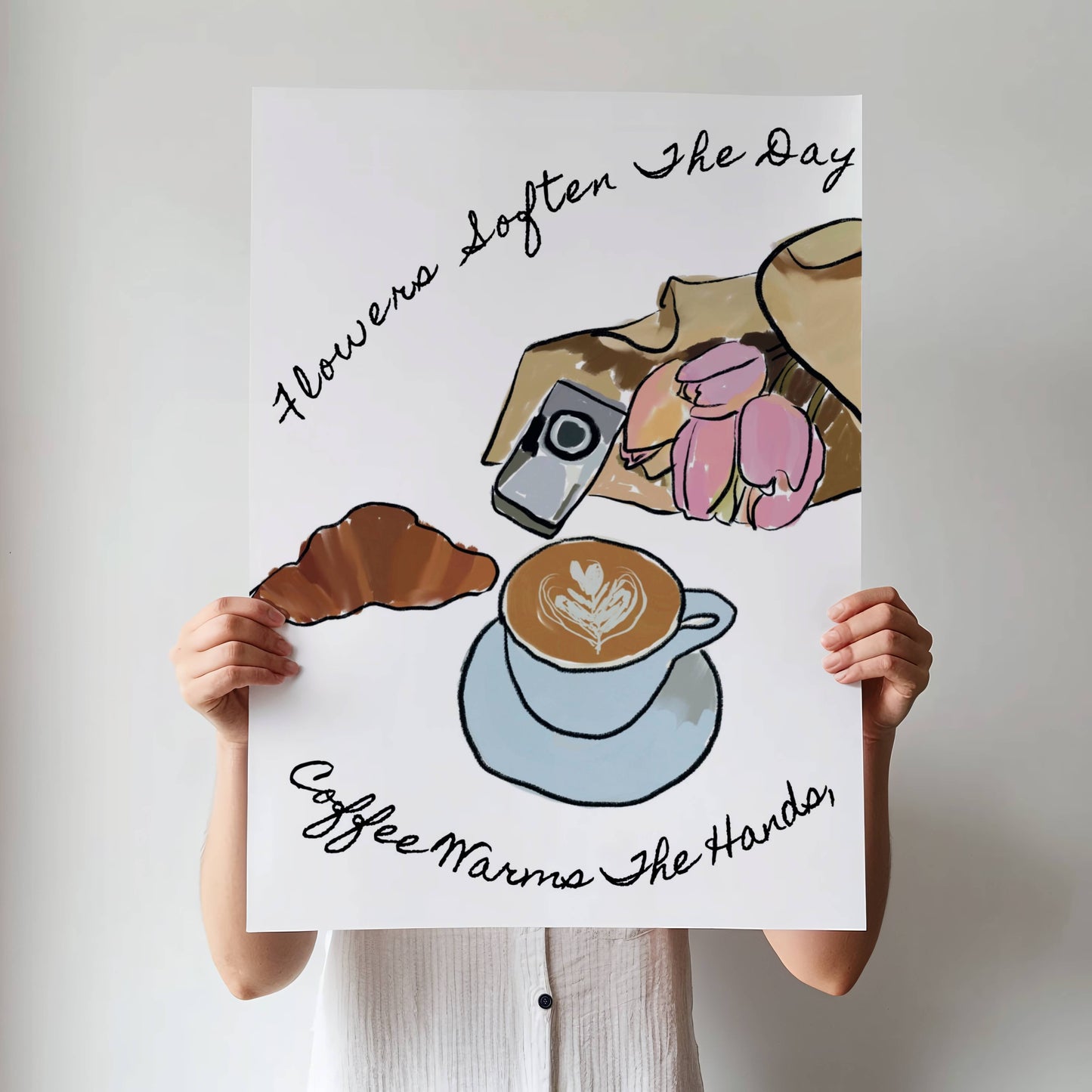 Motivational Coffee and Flowers Art - Digital product