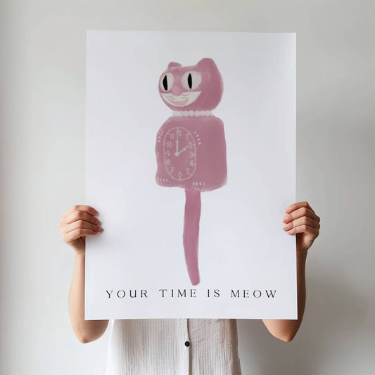 "Your Time Is Meow" Pink Cat Print - Digital Product