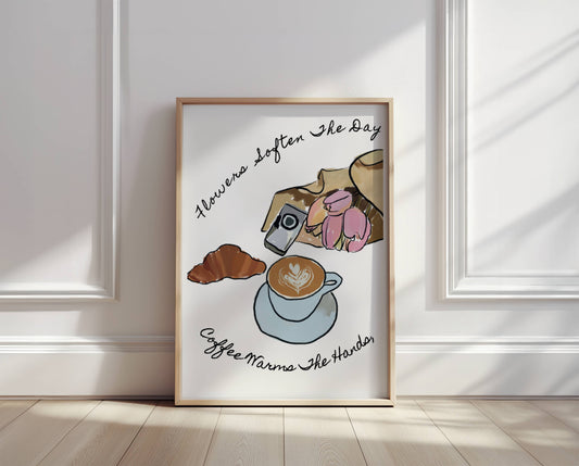 Motivational Coffee and Flowers Art - Digital product