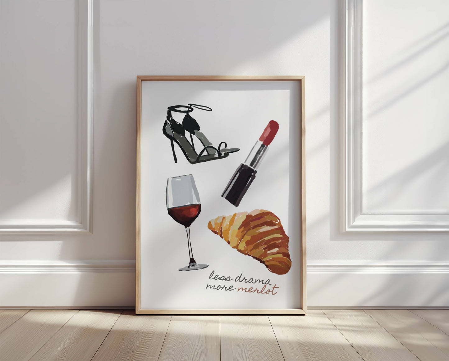 Chic "Less Drama More Merlot" Wall Art - Digital product