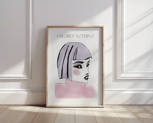 "Regret Nothing" Motivational Quote Print - Digital Product