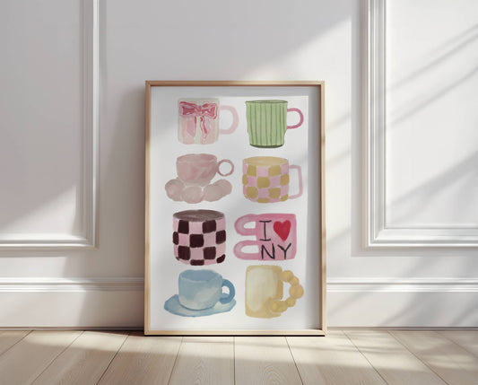 Assorted Mugs Coffee Lover Print - Digital Product