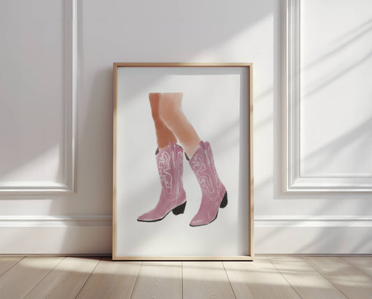 Pink Western Style Cowgirl Boots - Digital Product