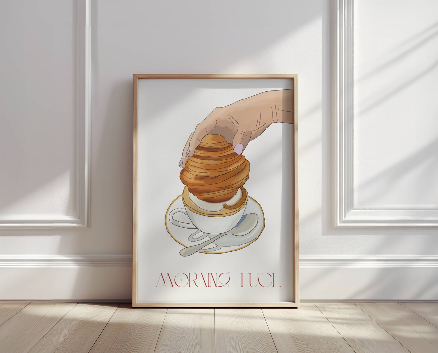 "Monday Fuel" Croissant & Coffee Breakfast Print - Digital Product