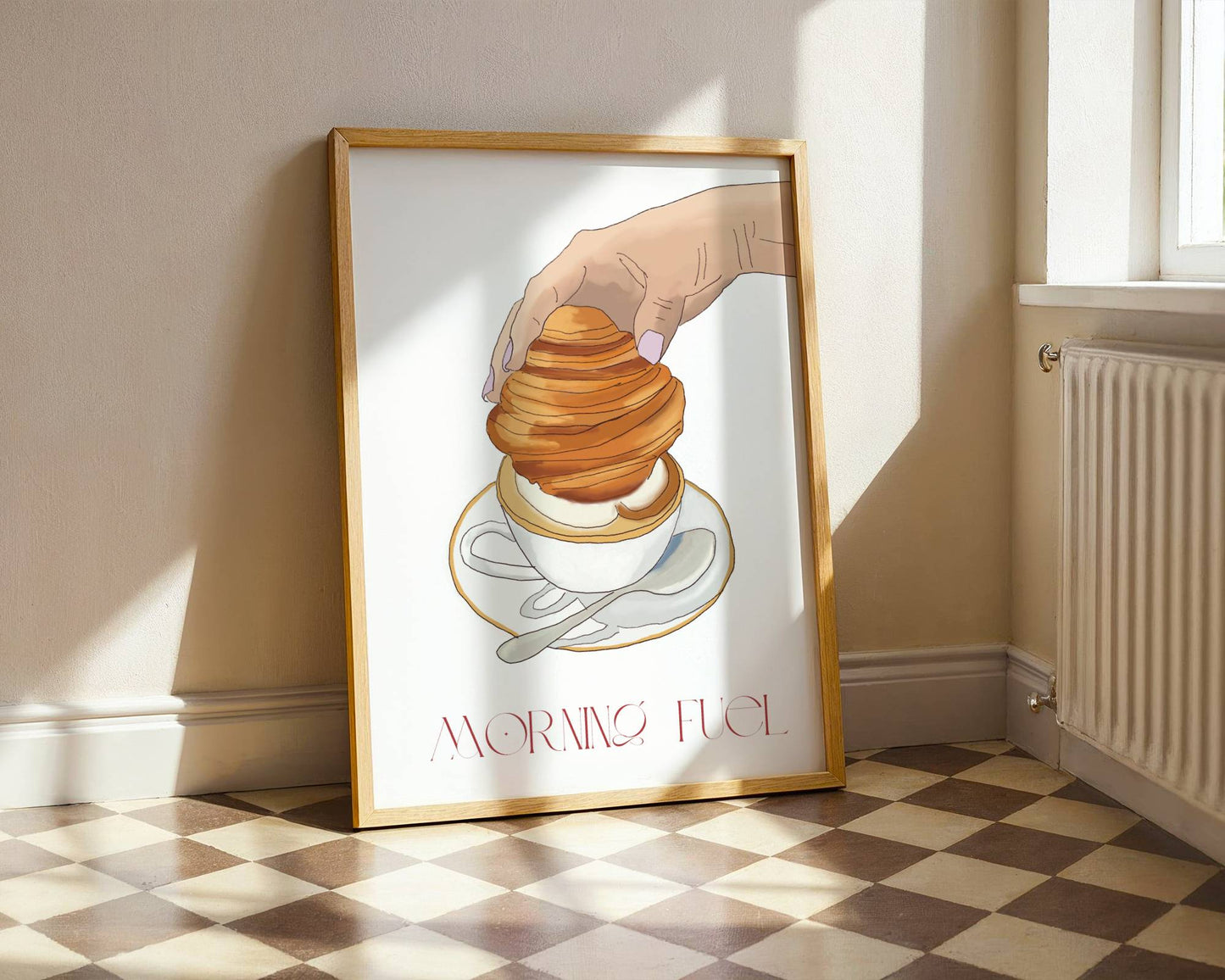 "Monday Fuel" Croissant & Coffee Breakfast Print - Digital Product
