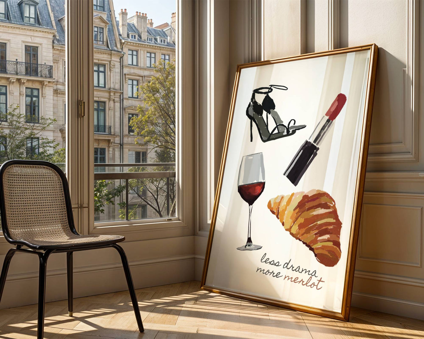 Chic "Less Drama More Merlot" Wall Art - Digital product