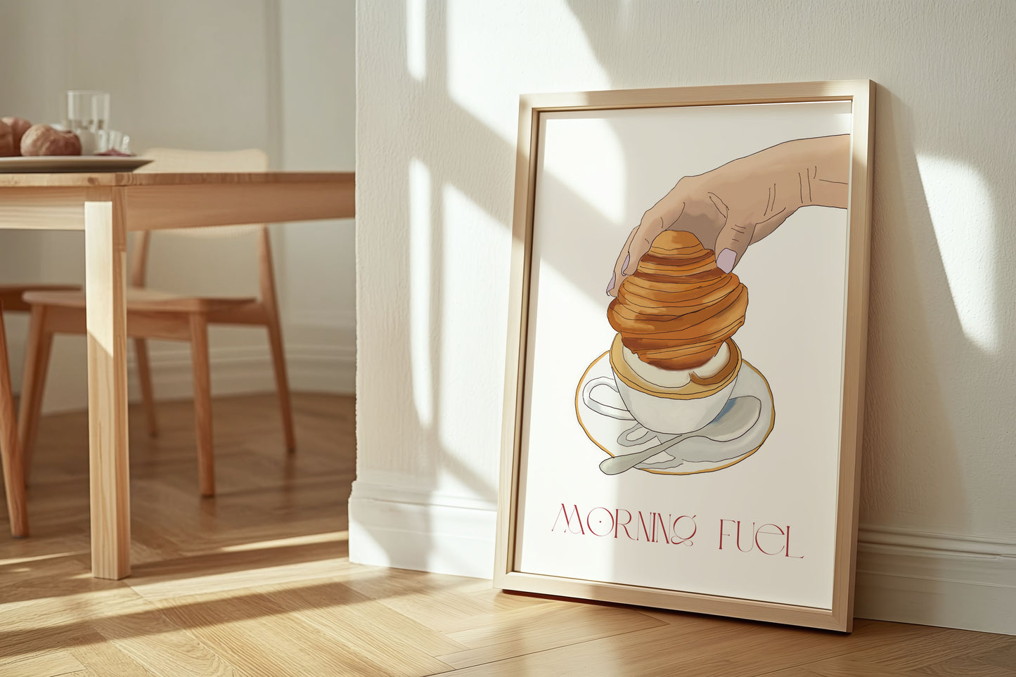 "Monday Fuel" Croissant & Coffee Breakfast Print - Digital Product