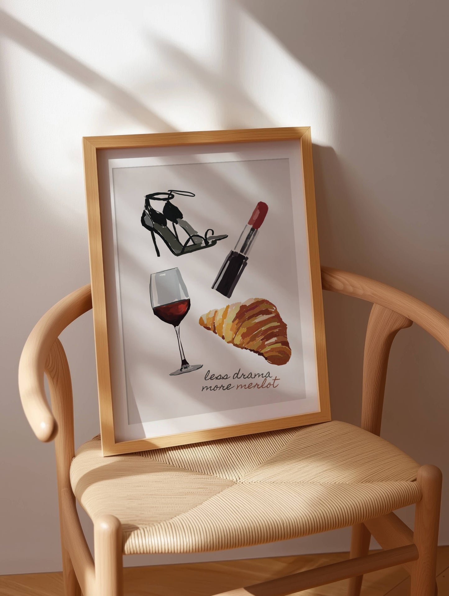 Chic "Less Drama More Merlot" Wall Art - Digital product