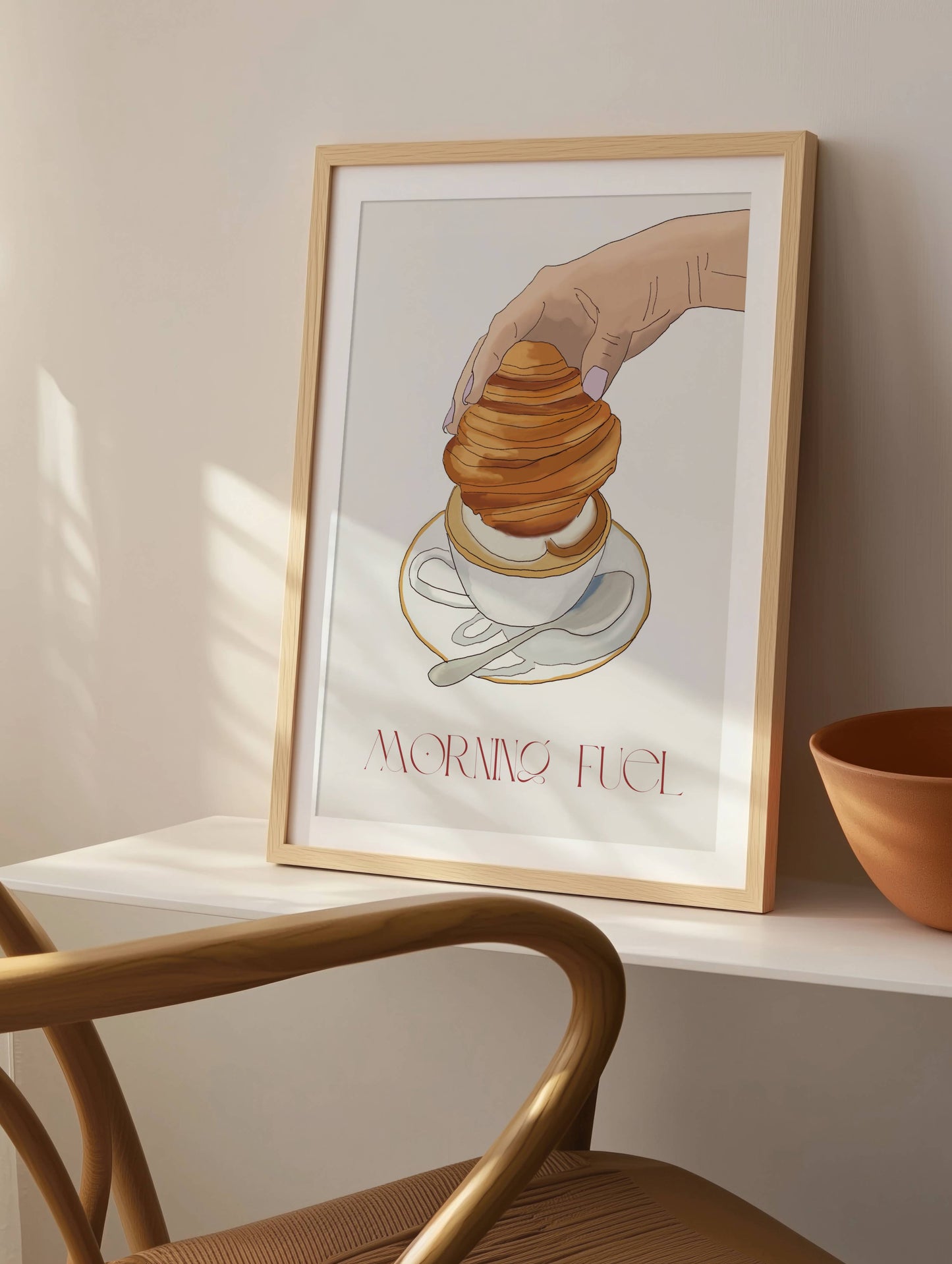 "Monday Fuel" Croissant & Coffee Breakfast Print - Digital Product