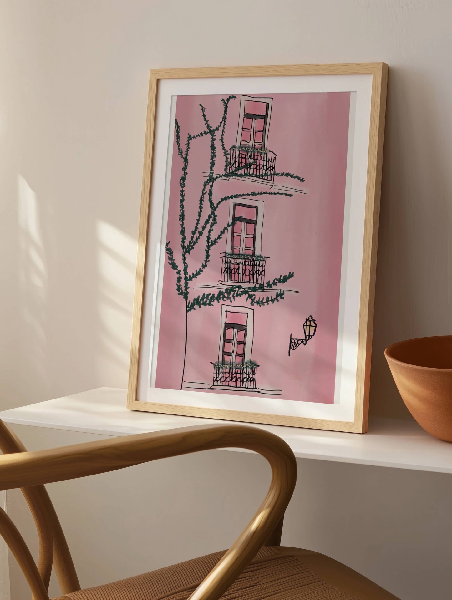 Pink Place, Feminine Watercolor Print - Digital Product