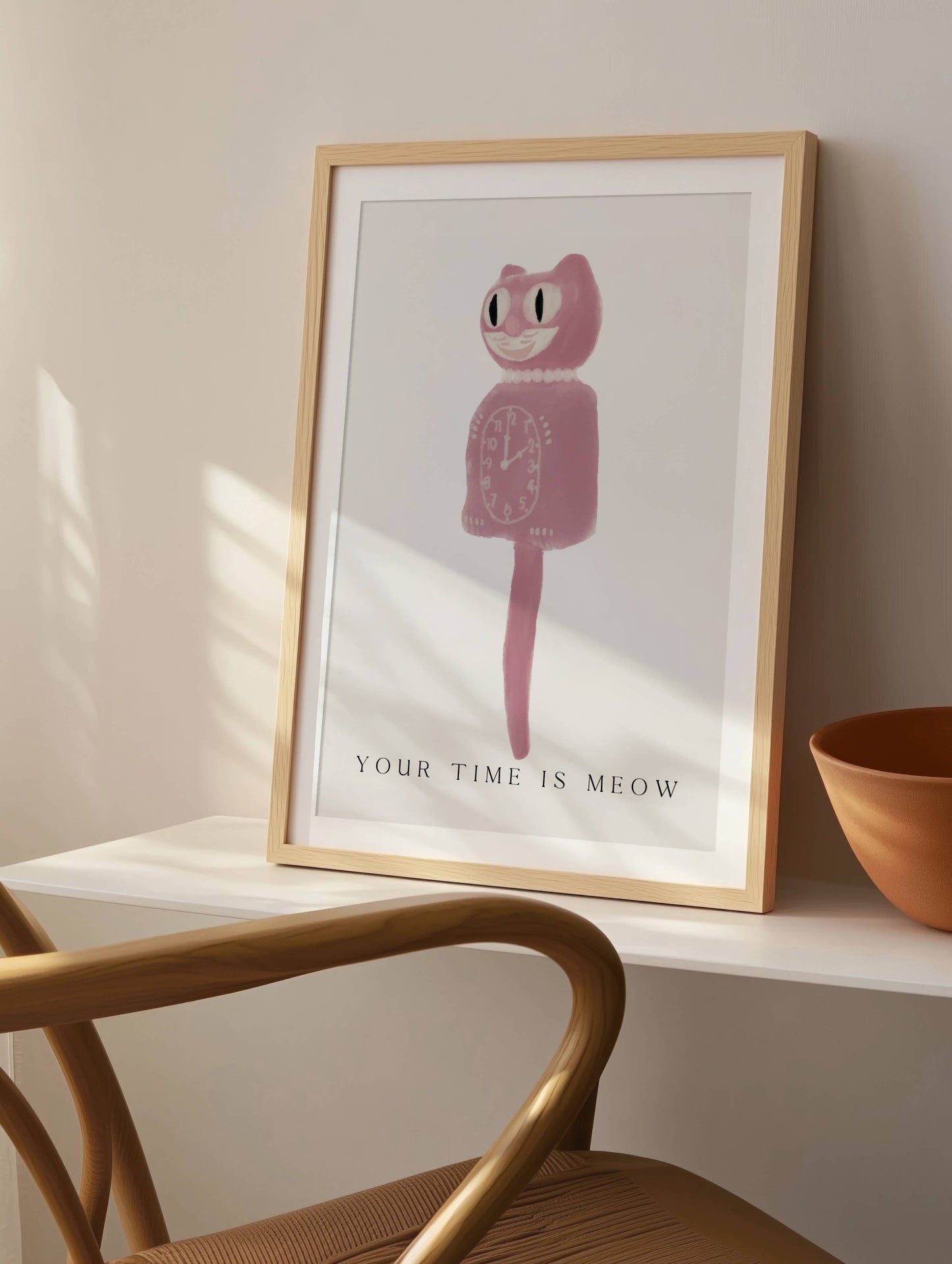 "Your Time Is Meow" Pink Cat Print - Digital Product