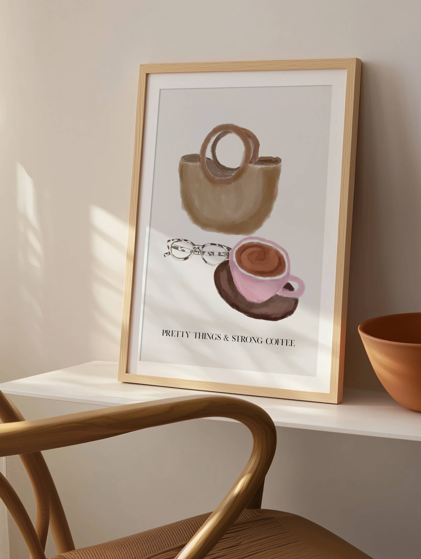 Trendy "Pretty Things & Strong Coffee" Art - Digital product