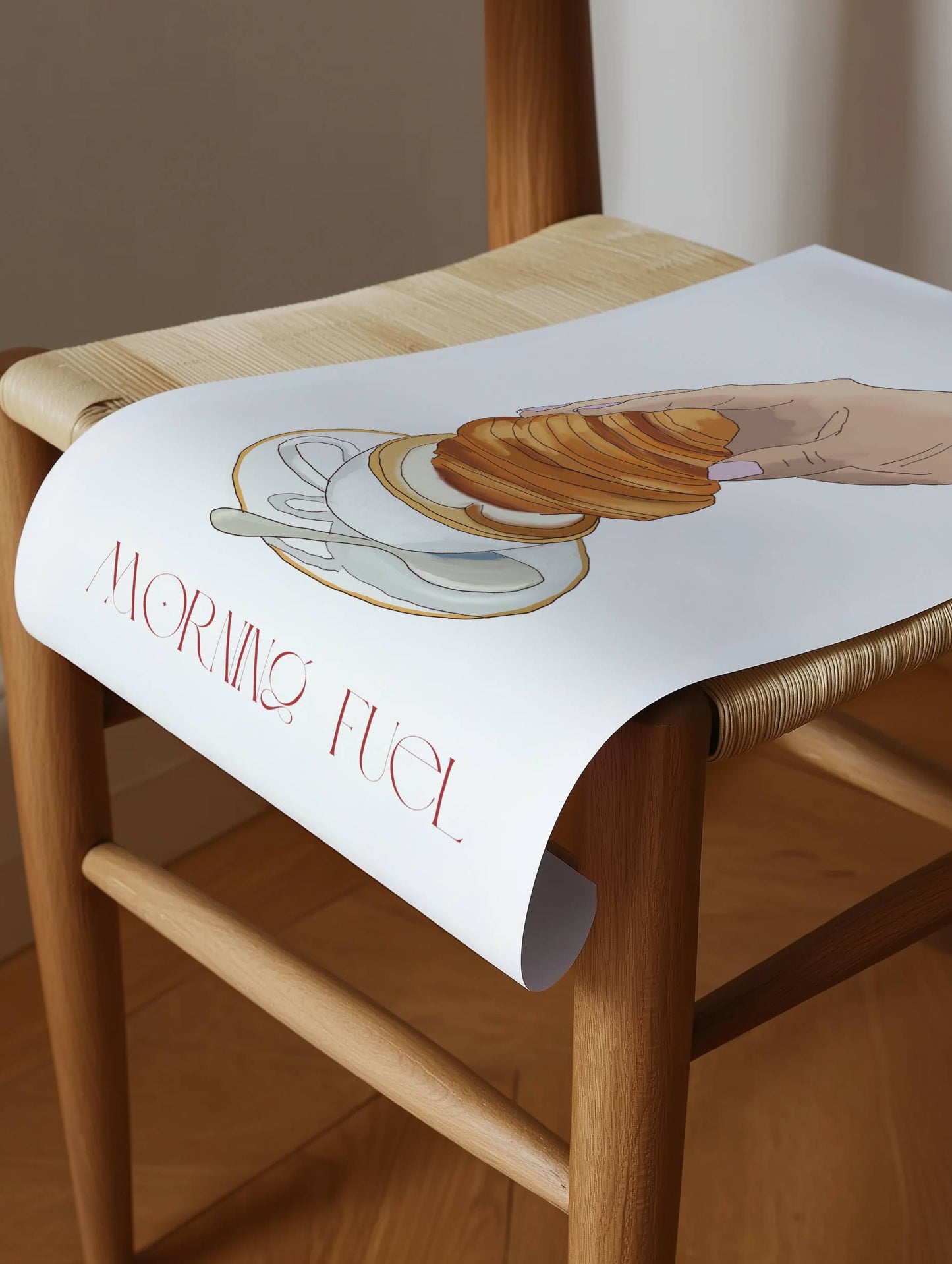 "Monday Fuel" Croissant & Coffee Breakfast Print - Digital Product