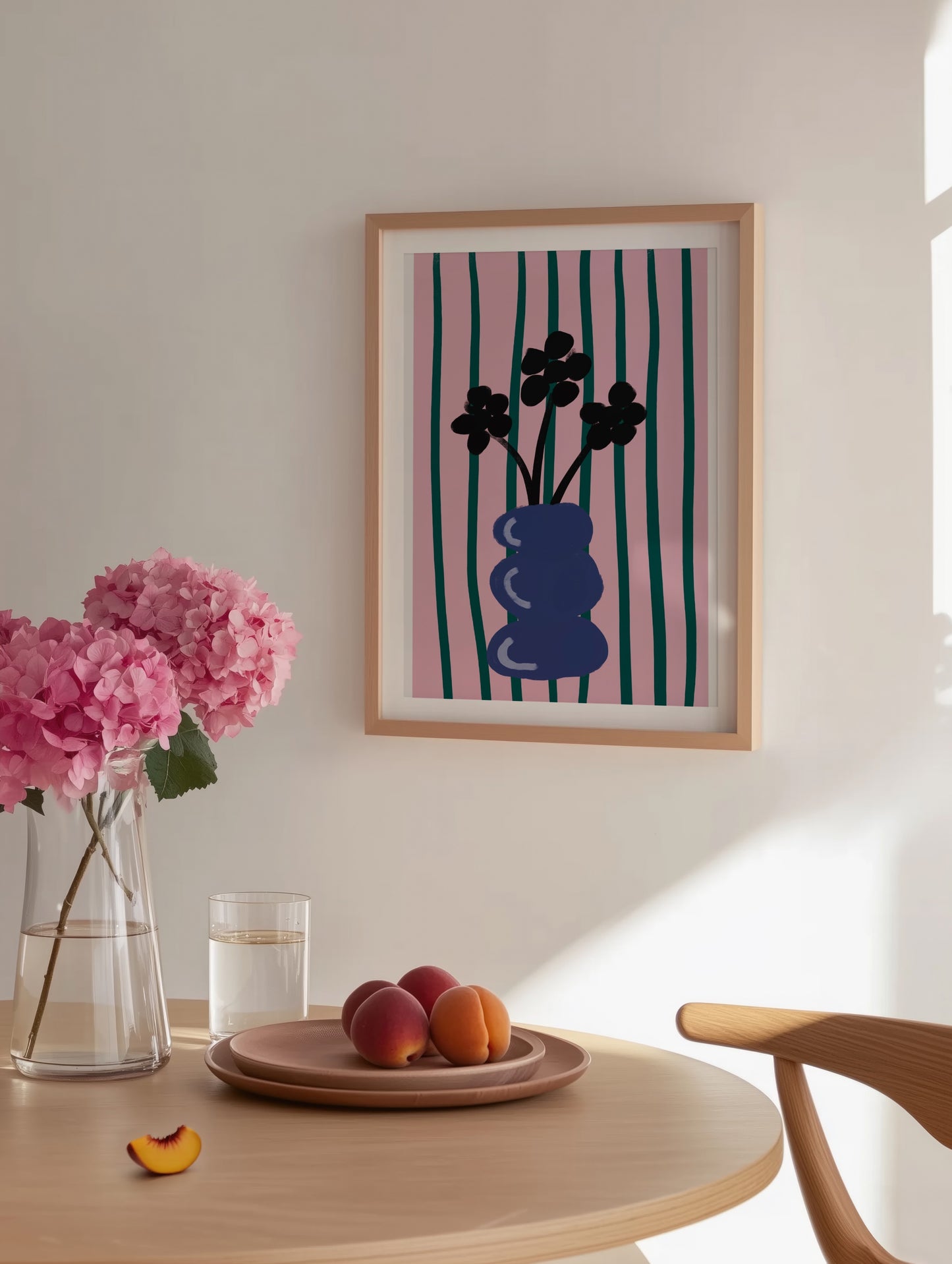 Flowers & Stripes Abstract Wall Art - Digital Product