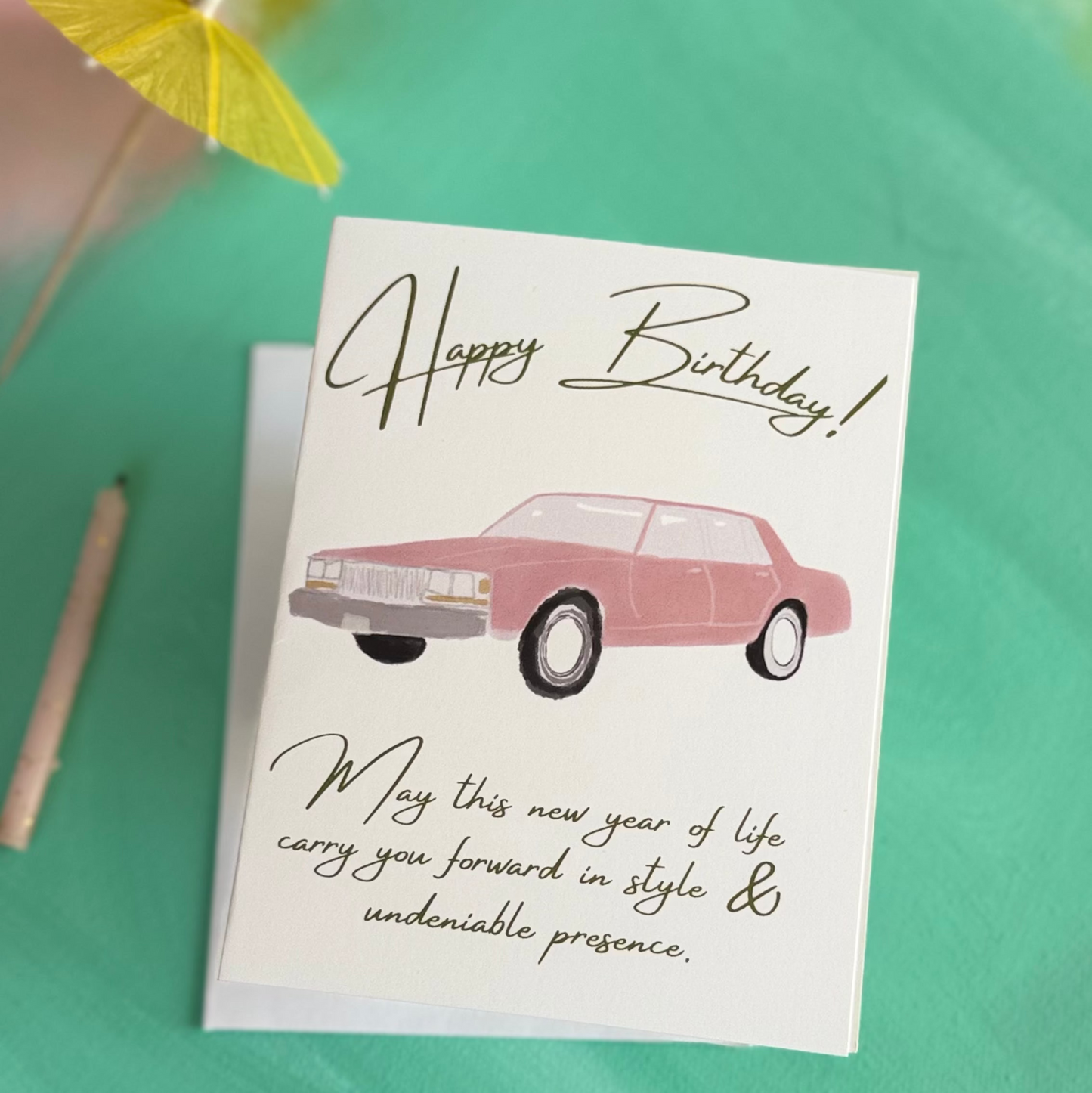 Pink Convertible - Greeting Card