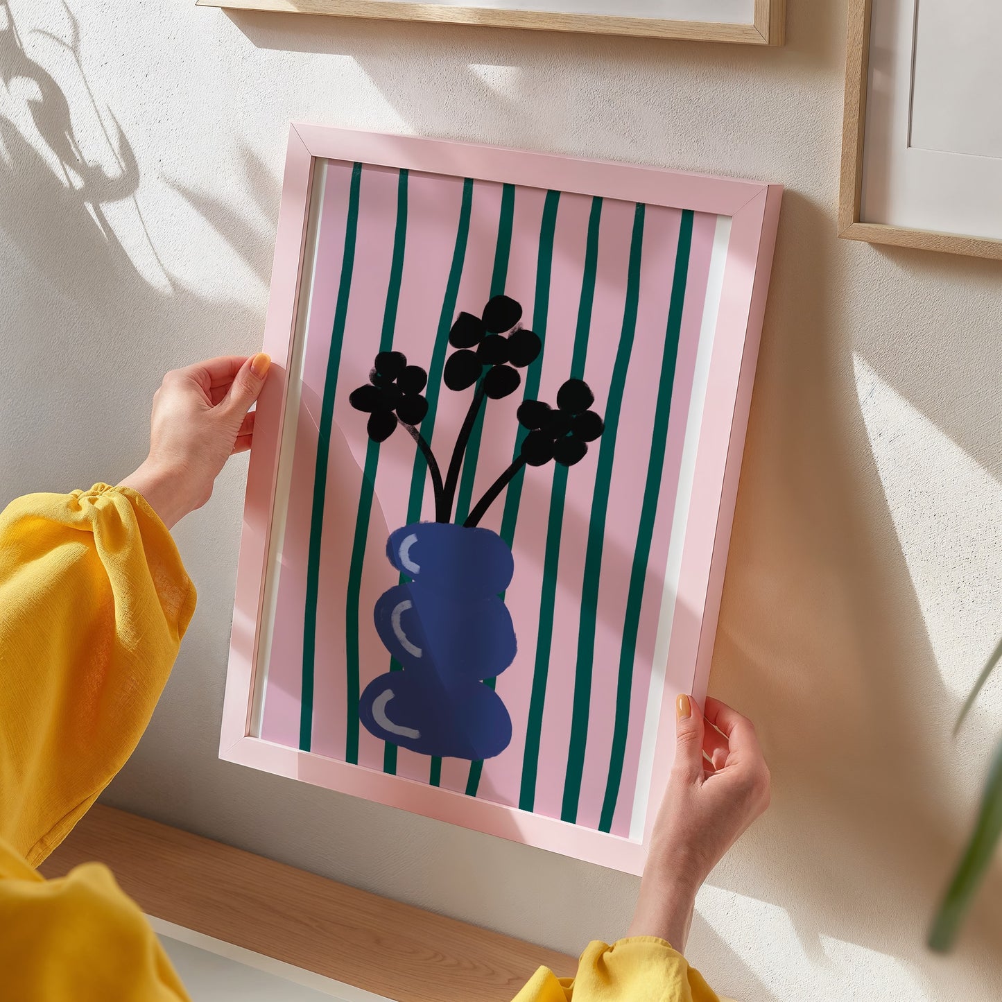 Flowers & Stripes Abstract Wall Art - Digital Product