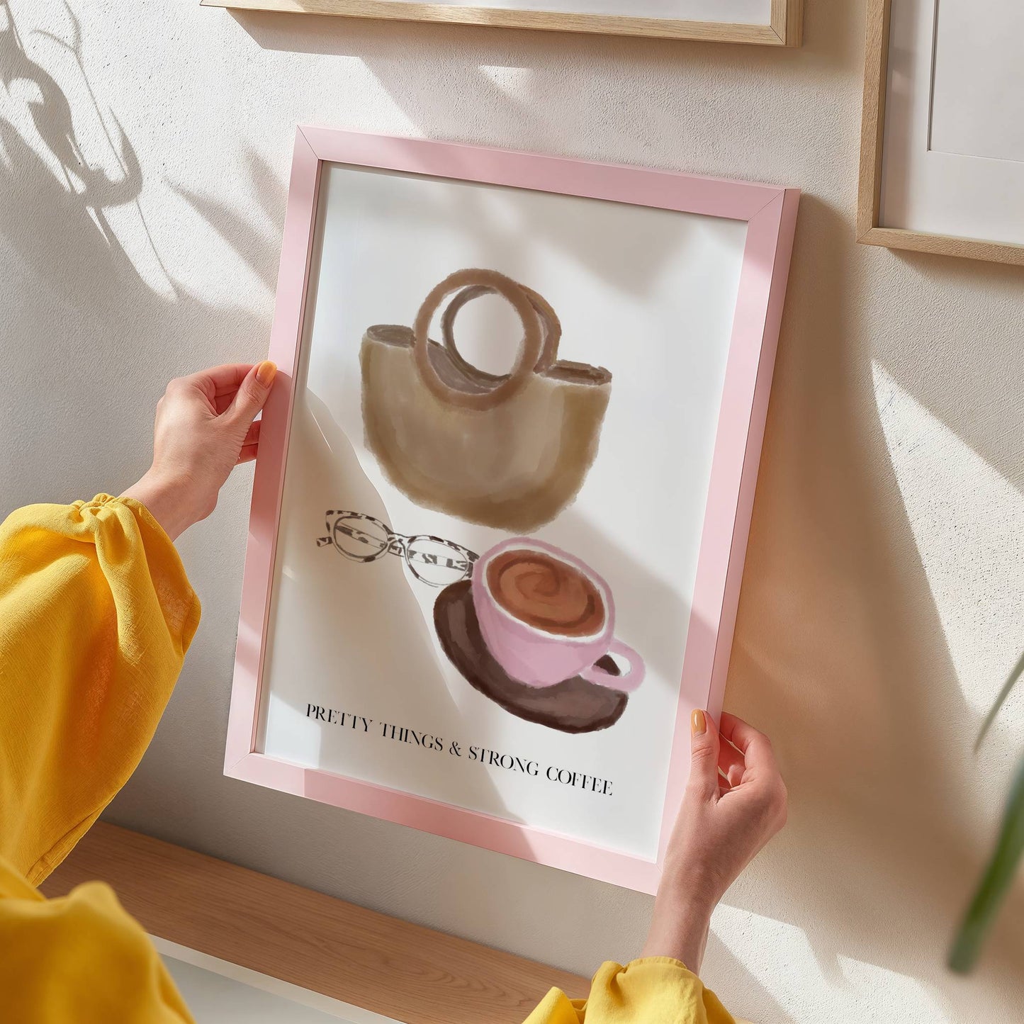 Trendy "Pretty Things & Strong Coffee" Art - Digital product