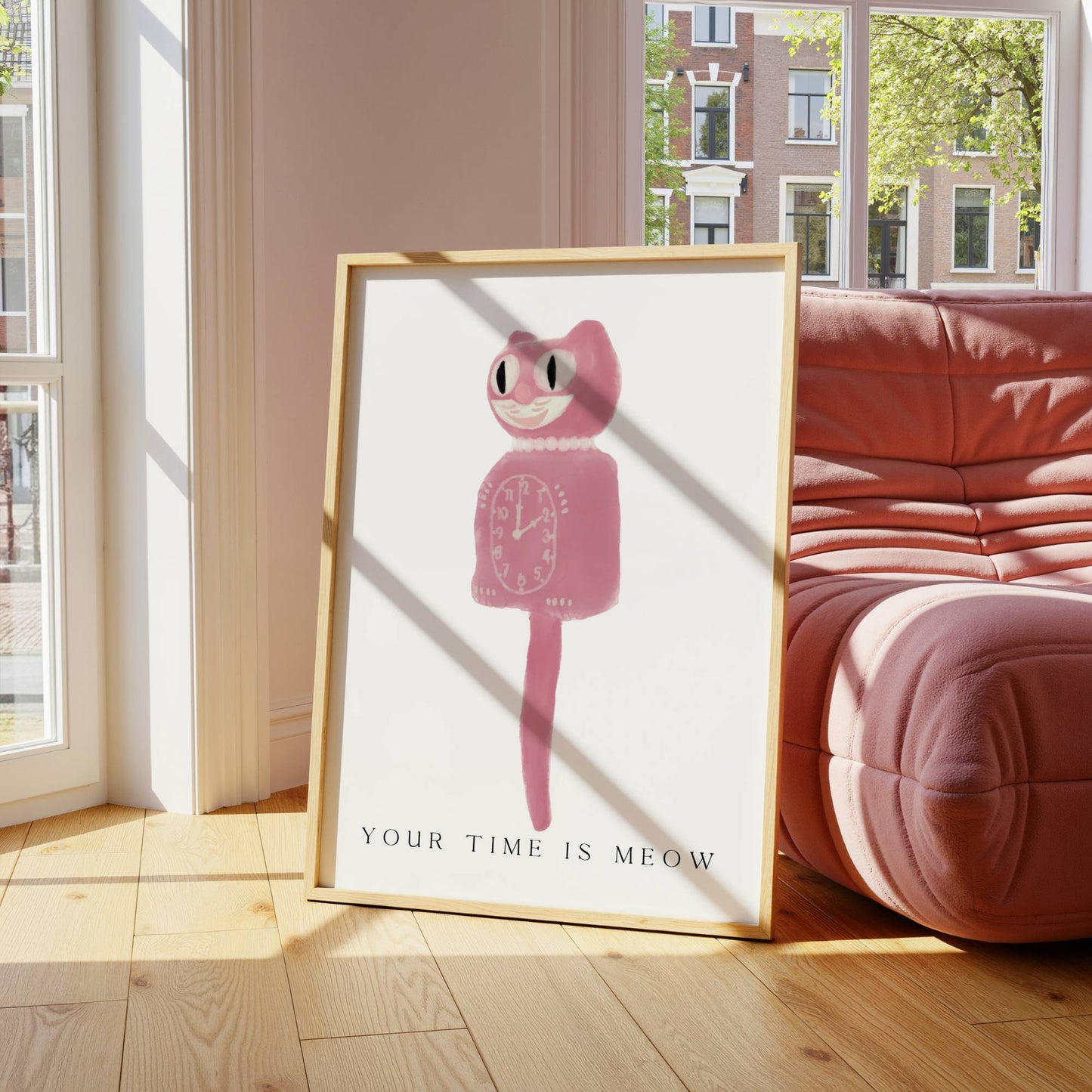 "Your Time Is Meow" Pink Cat Print - Digital Product