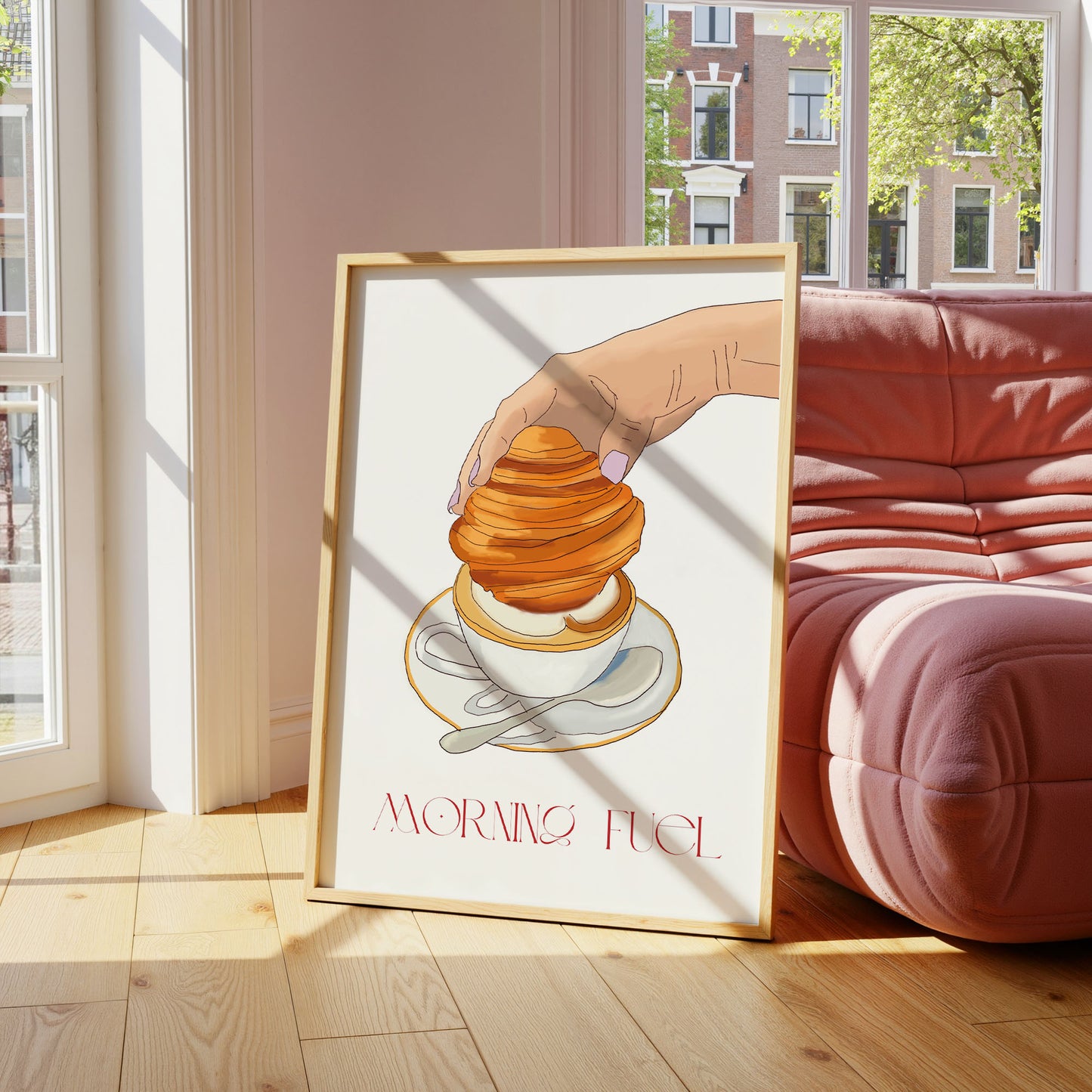 "Monday Fuel" Croissant & Coffee Breakfast Print - Digital Product