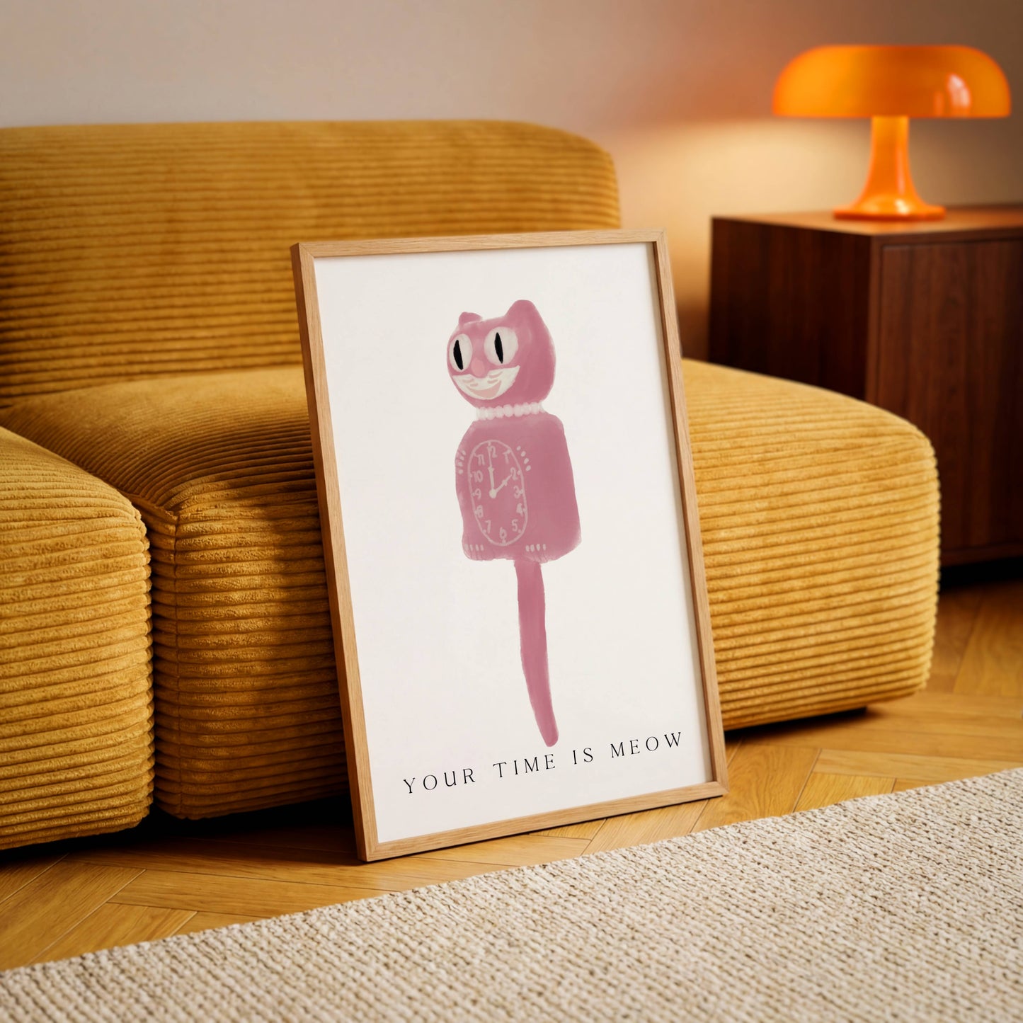 "Your Time Is Meow" Pink Cat Print - Digital Product